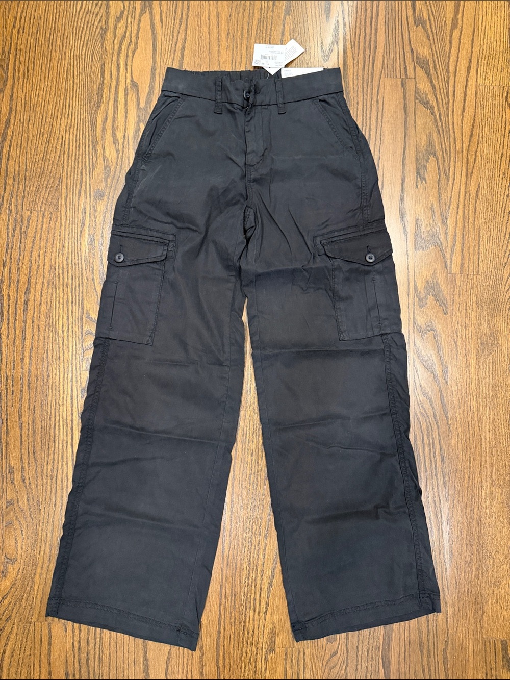 American Eagle (AE) Dreamy Drape Cargo Trouser, Black, Size 000